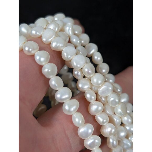 Set of 5 White Baroque Pearl Stretch Bracelets Stacking 6.5 in - Picture 6 of 8